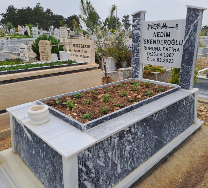 Dijital Mezar Bursa Siyahı 3'lük  Mermer